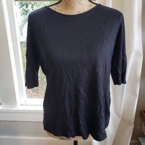 Black Short Sleeve Linen Top T-Shirt Sandro 3